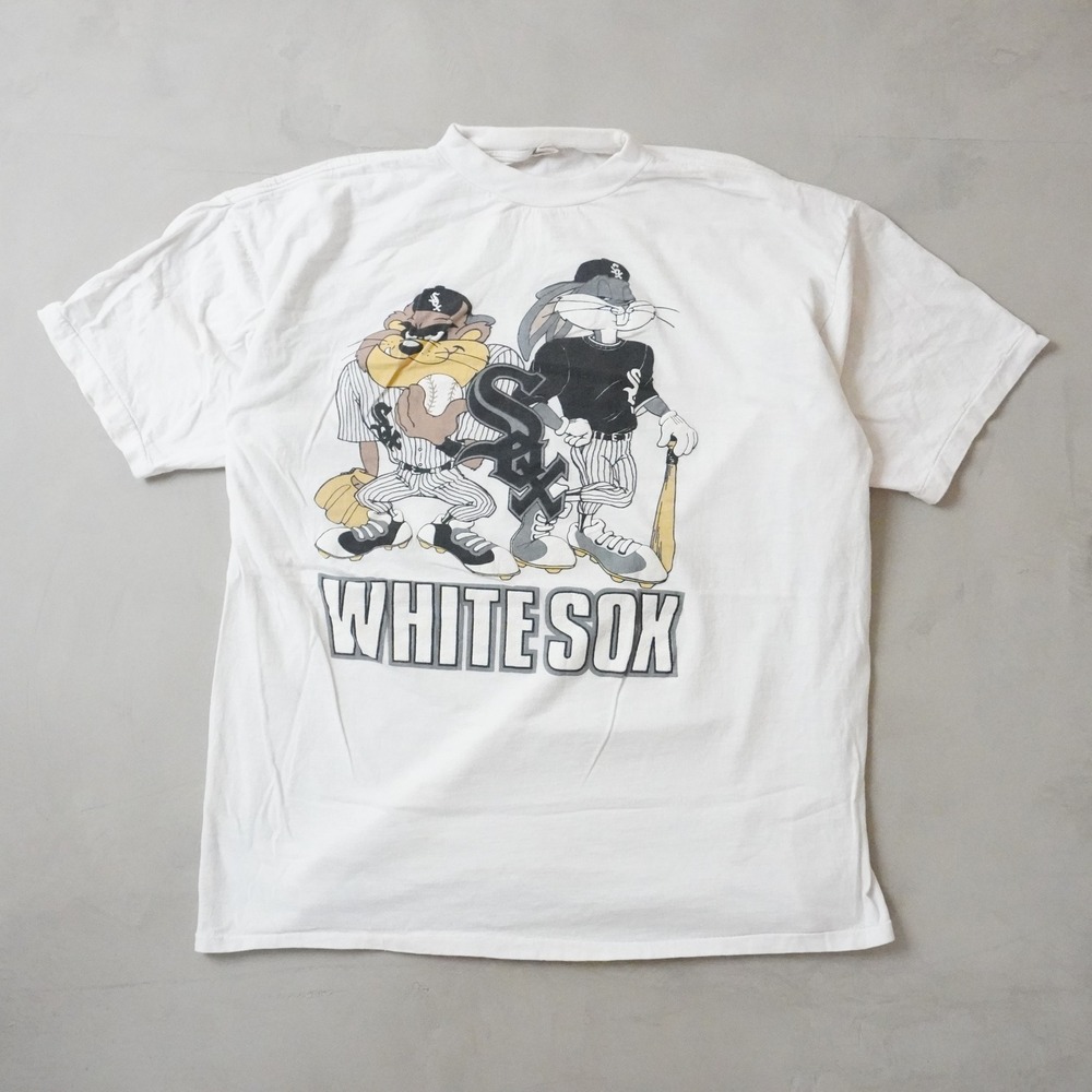 Vintage Looney Tunes Chicago White Sox T-Shirt XL Mens Bugs Bunny Taz White MLB